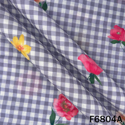 Printed Check Linen Fabric - F6804