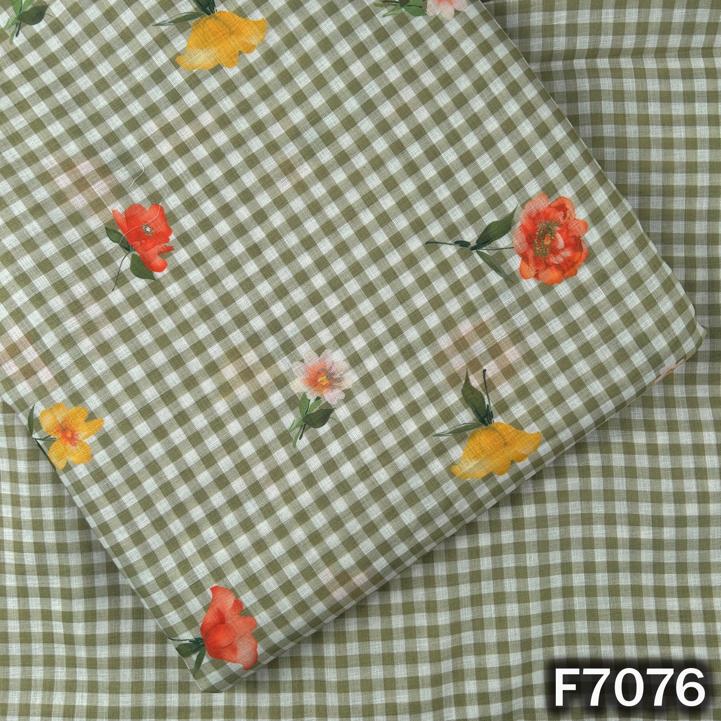 Printed Check Linen Fabric - F7076