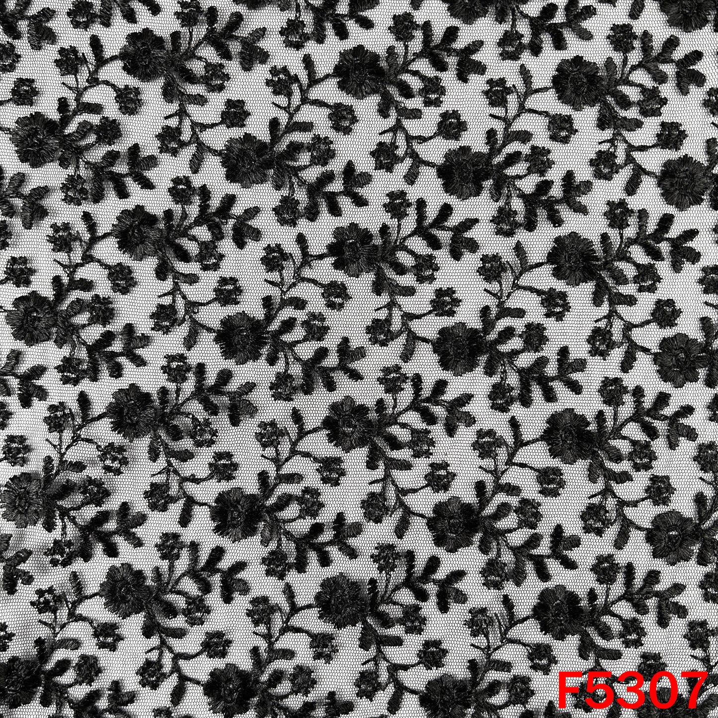 Thread Embroidered Net Fabric - F5307