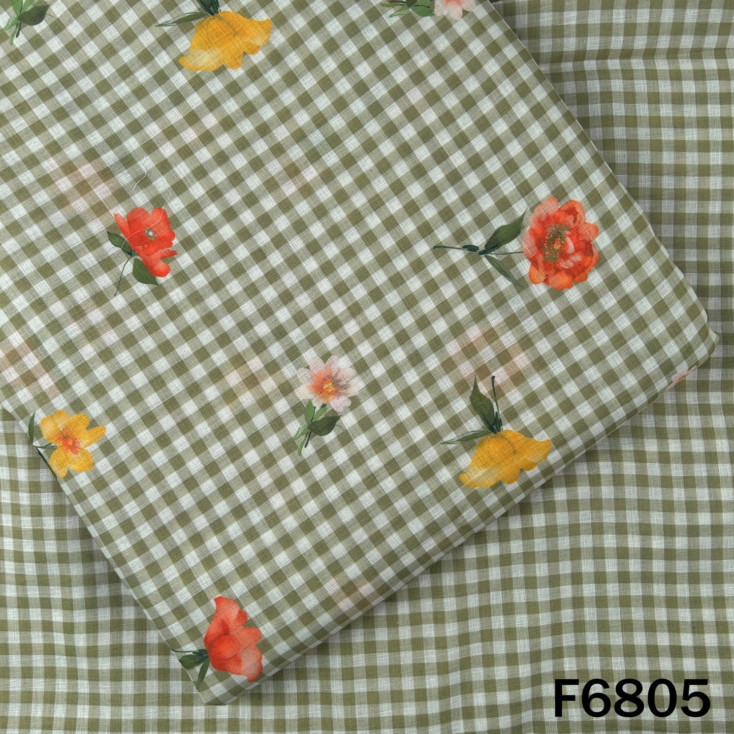 Printed Check Linen Fabric - F6805