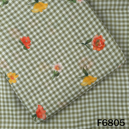 Printed Check Linen Fabric - F6805