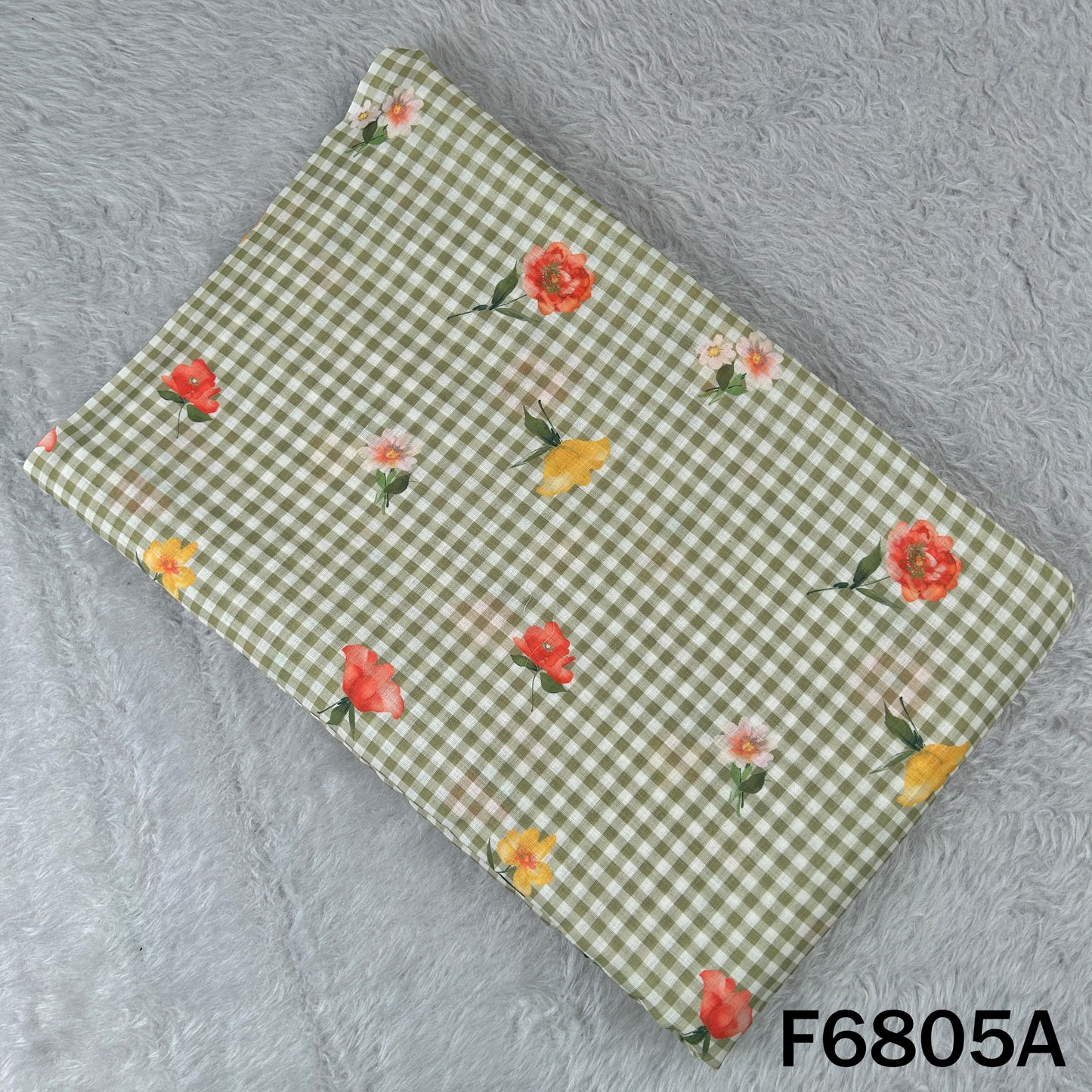 Printed Check Linen Fabric - F6805