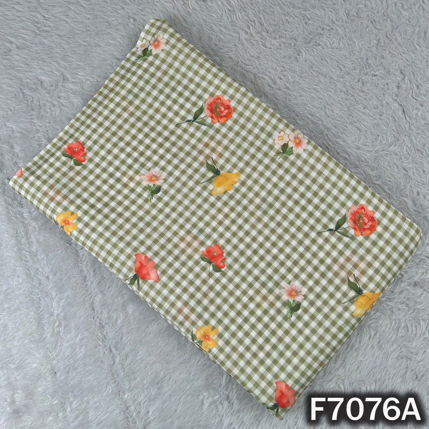 Printed Check Linen Fabric - F7076