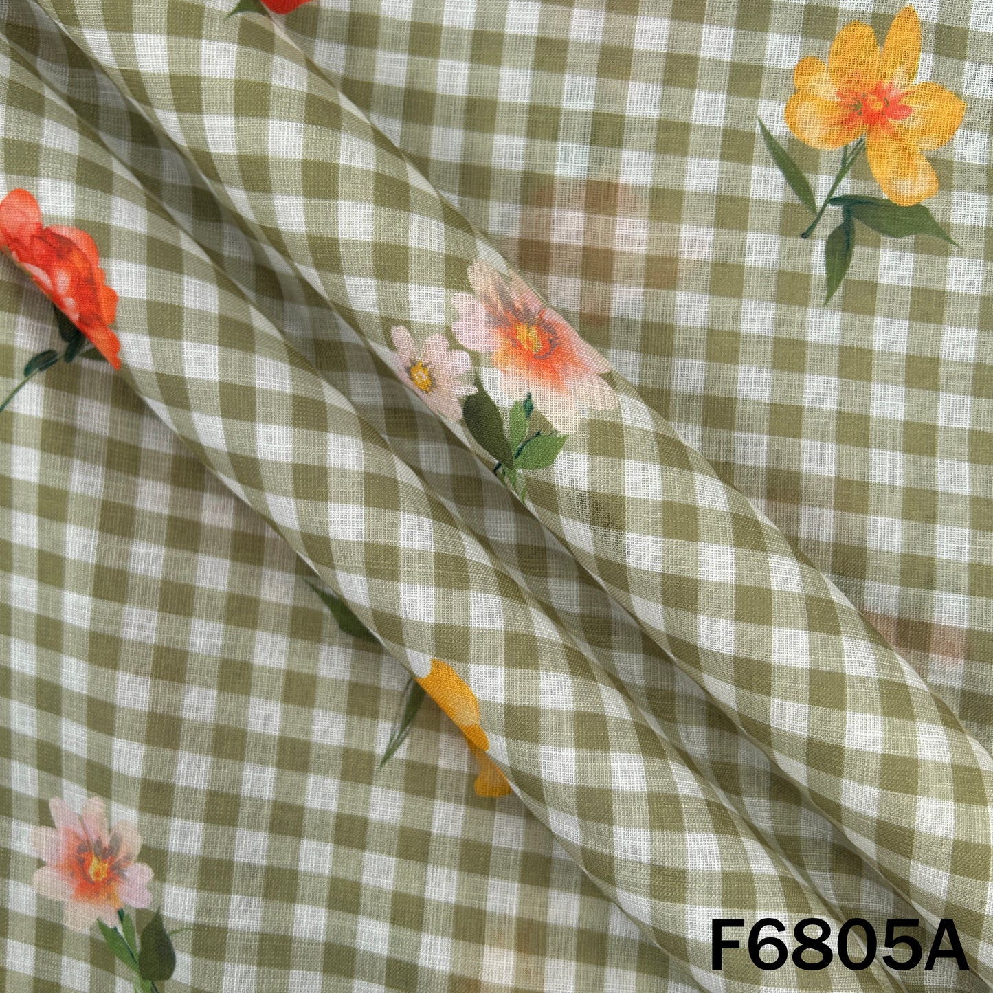 Printed Check Linen Fabric - F6805