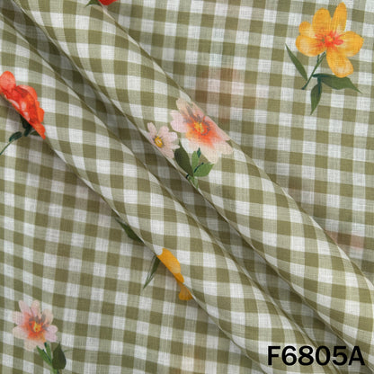 Printed Check Linen Fabric - F6805