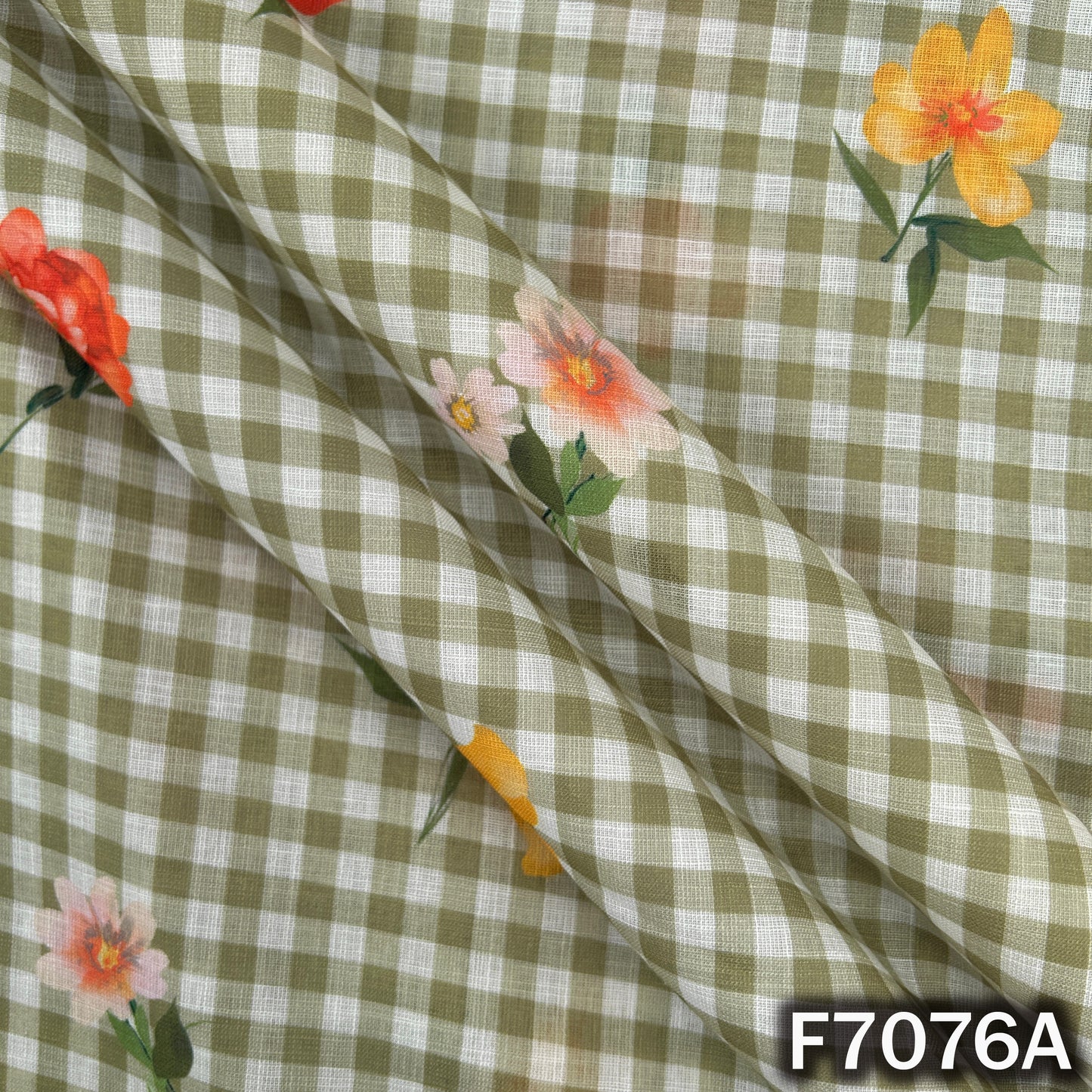 Printed Check Linen Fabric - F7076