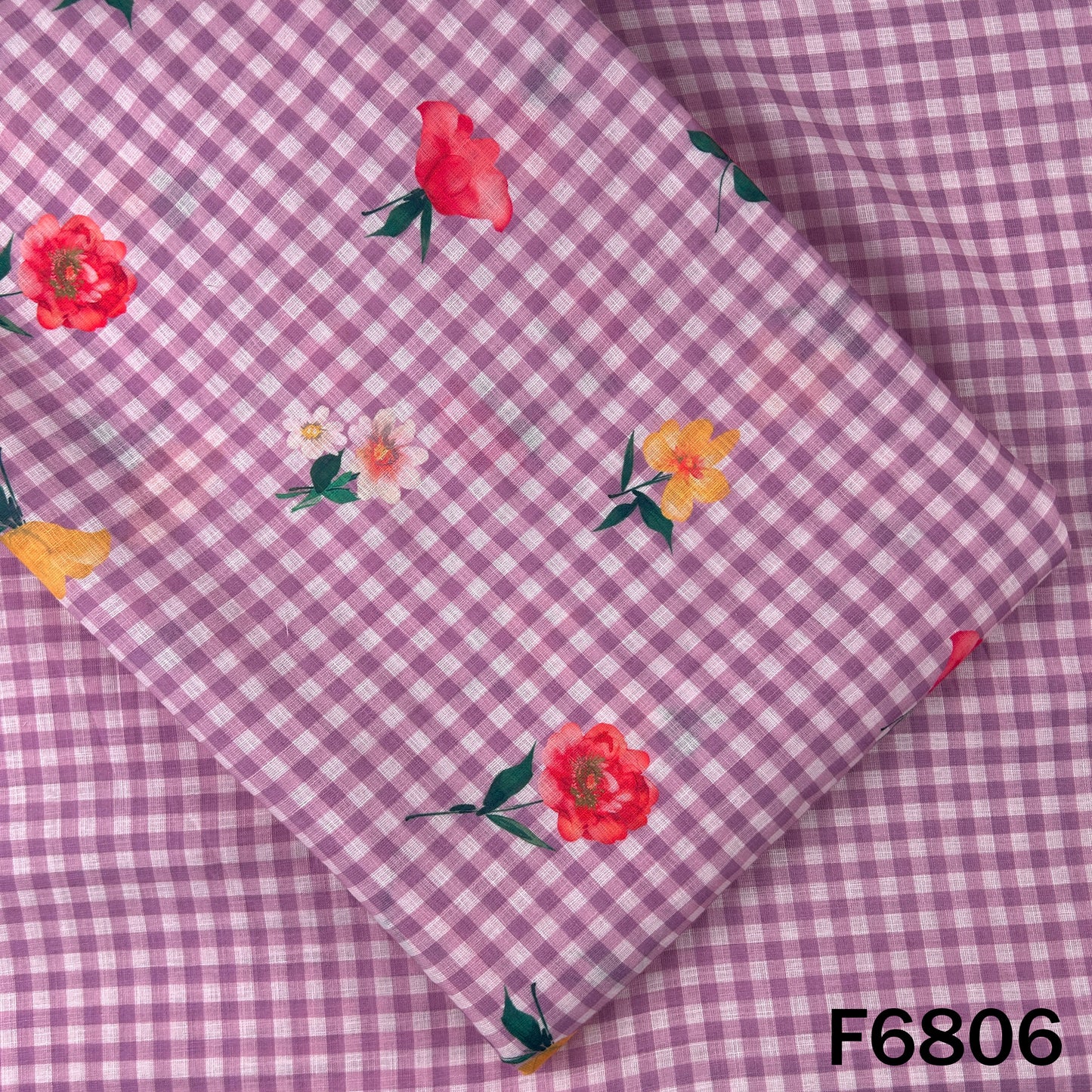 Printed Check Linen Fabric - F6806