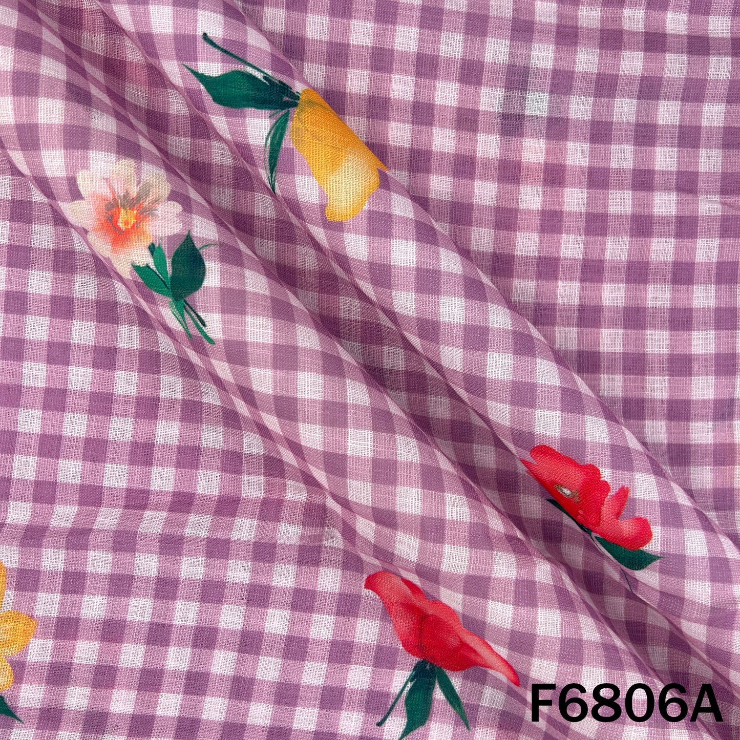 Printed Check Linen Fabric - F6806