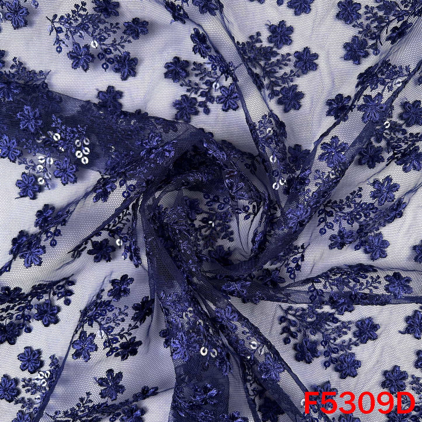Thread Sequins Embroidered Net Fabric - F5309
