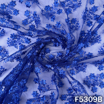 Thread Sequins Embroidered Net Fabric - F5309