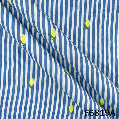 Thread Work Stripes Mul Cotton Fabric - F6819