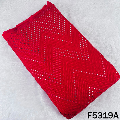 Thread Embroidered Mirror Wok Georgette Fabric - F5319