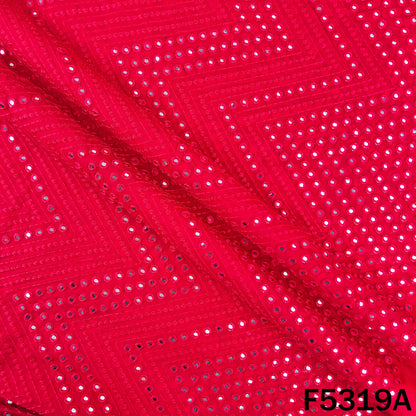 Thread Embroidered Mirror Wok Georgette Fabric - F5319