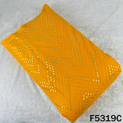 Thread Embroidered Mirror Wok Georgette Fabric - F5319