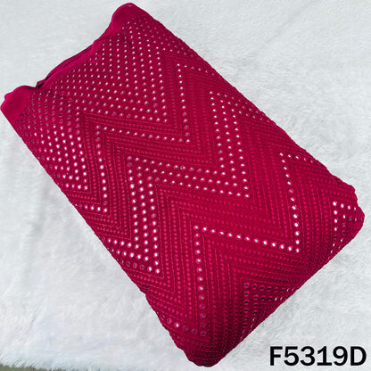 Thread Embroidered Mirror Wok Georgette Fabric - F5319