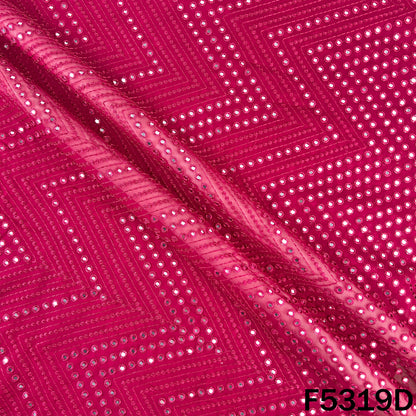 Thread Embroidered Mirror Wok Georgette Fabric - F5319