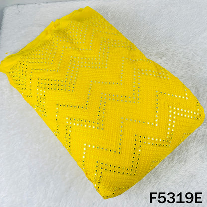 Thread Embroidered Mirror Wok Georgette Fabric - F5319