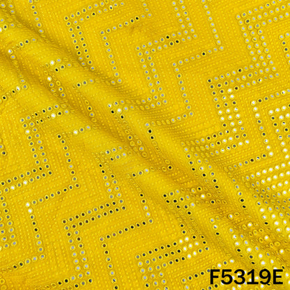 Thread Embroidered Mirror Wok Georgette Fabric - F5319