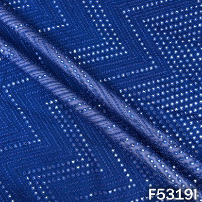 Thread Embroidered Mirror Wok Georgette Fabric - F5319