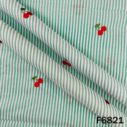 Thread Work Stripes Cambric Cotton Fabric - F6821