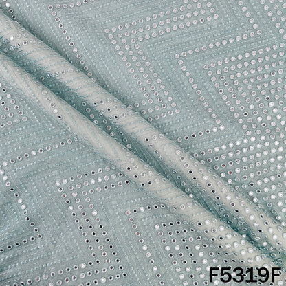 Thread Embroidered Mirror Wok Georgette Fabric - F5319