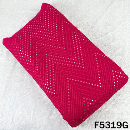 Thread Embroidered Mirror Wok Georgette Fabric - F5319