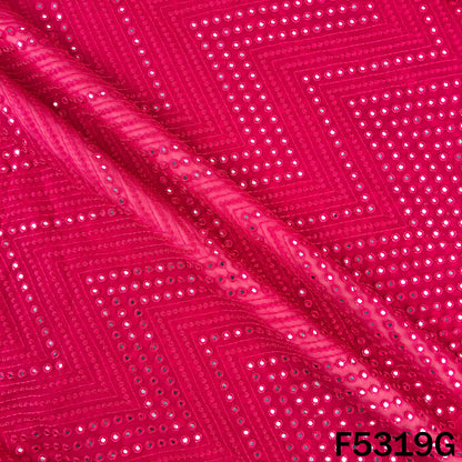 Thread Embroidered Mirror Wok Georgette Fabric - F5319