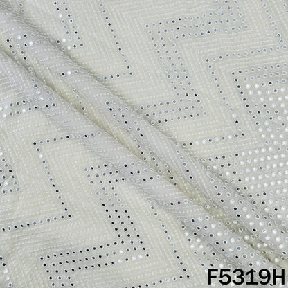 Thread Embroidered Mirror Wok Georgette Fabric - F5319