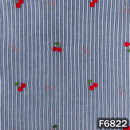 Thread Work Stripes Cambric Cotton Fabric - F6822