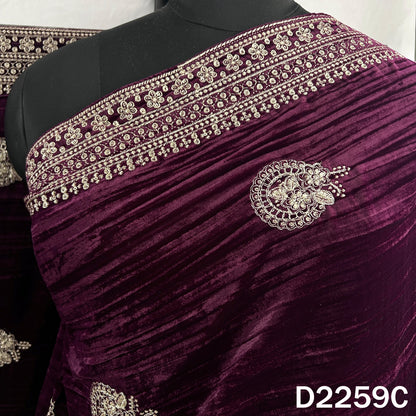 Zari Sequins Embroidered Crush Velvet Dupatta - D2259