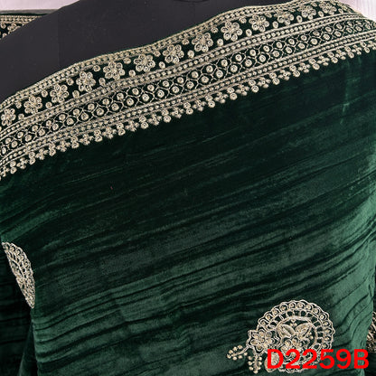 Zari Sequins Embroidered Crush Velvet Dupatta - D2259