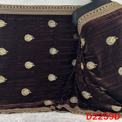 Zari Sequins Embroidered Crush Velvet Dupatta - D2259