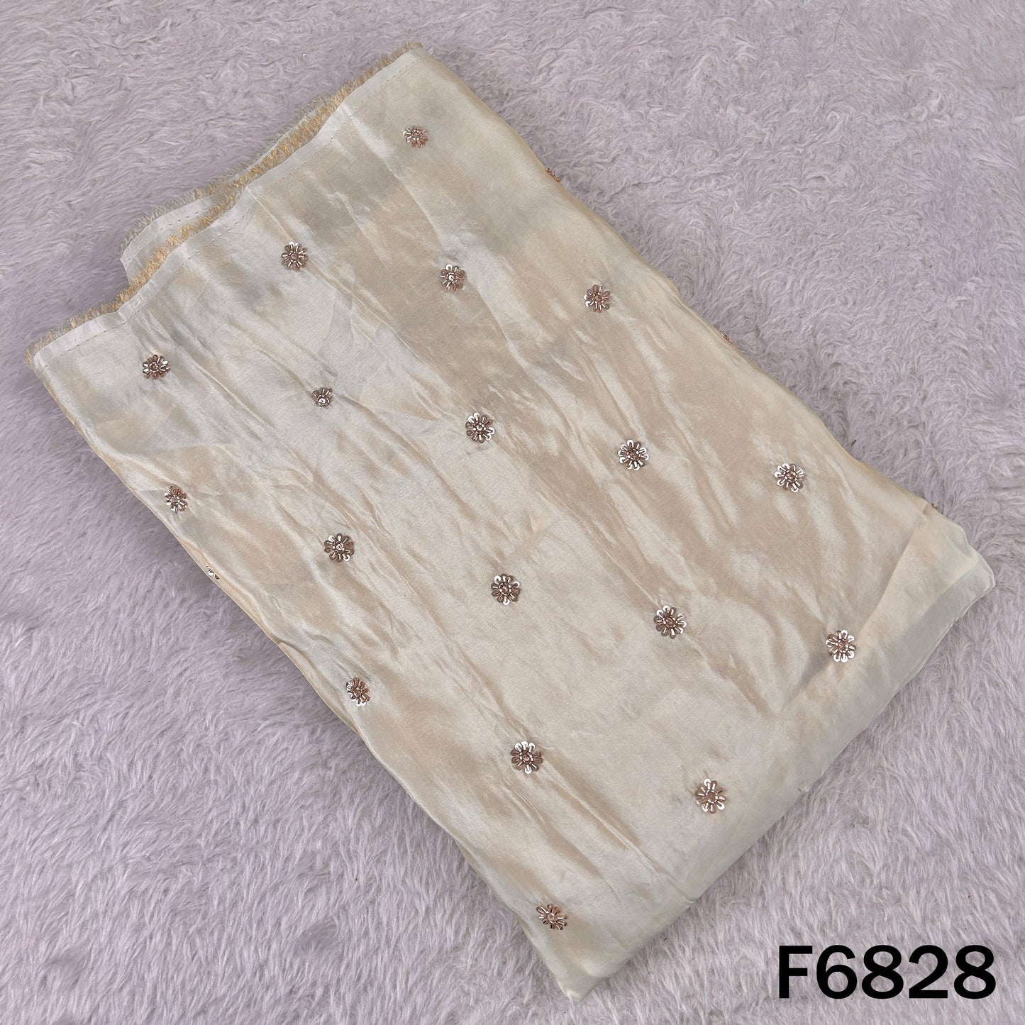 Dyeable Cut dana Sequins Work Shimmer Tissue Fabric - F6828