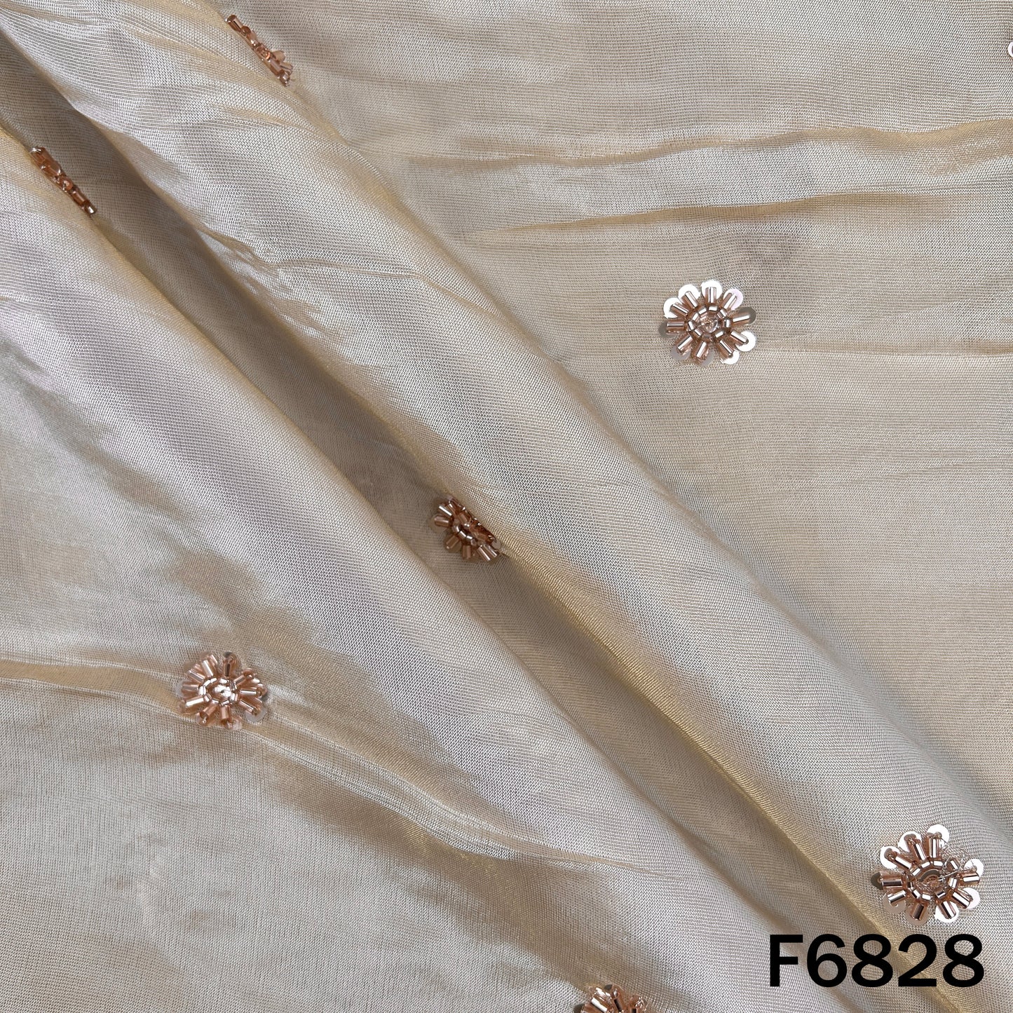 Dyeable Cut dana Sequins Work Shimmer Tissue Fabric - F6828