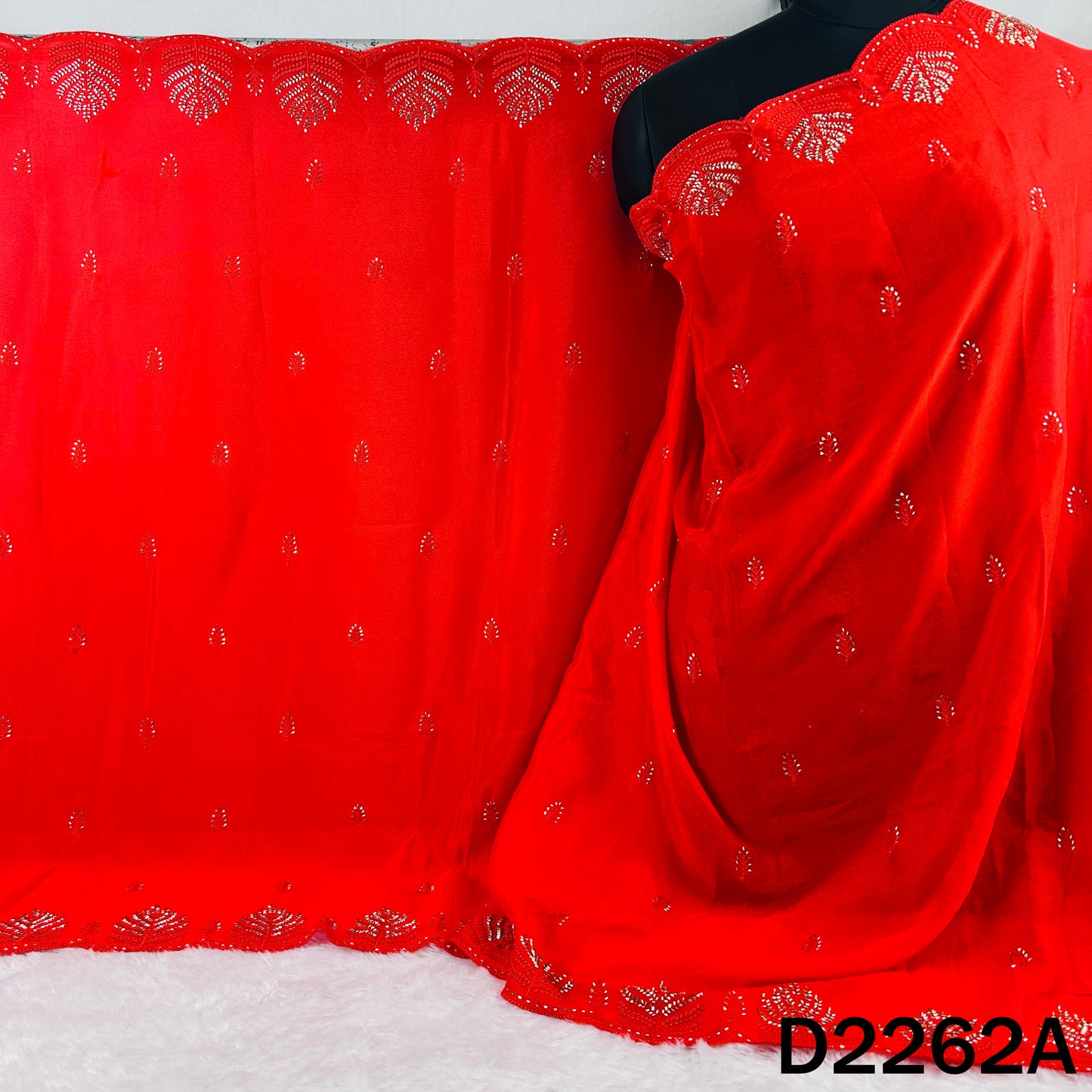 Cut Dana Thread Embroidered Chinnon Chiffon Dupatta - D2262