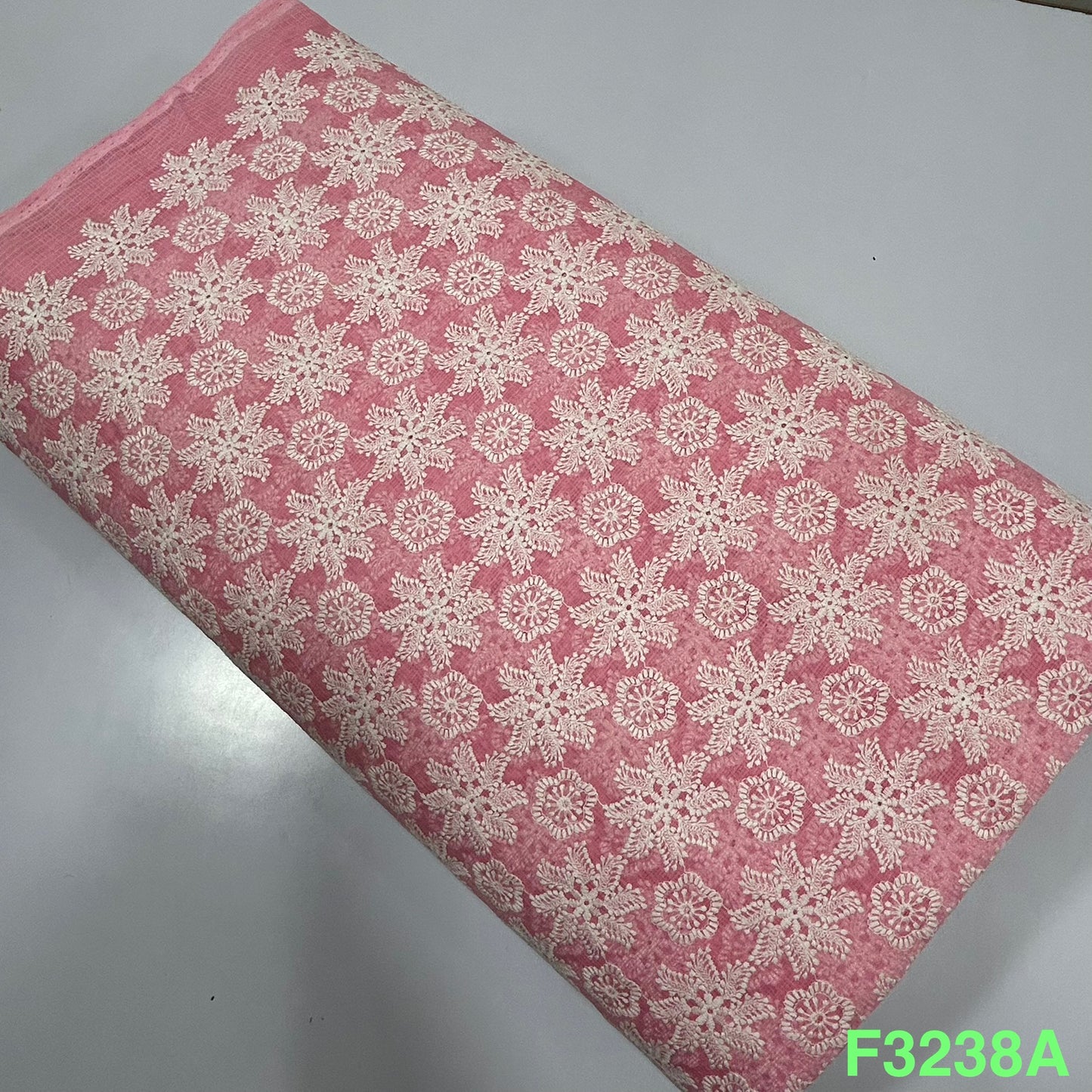 Thread Embroidered Kota Cotton Fabric-F3238