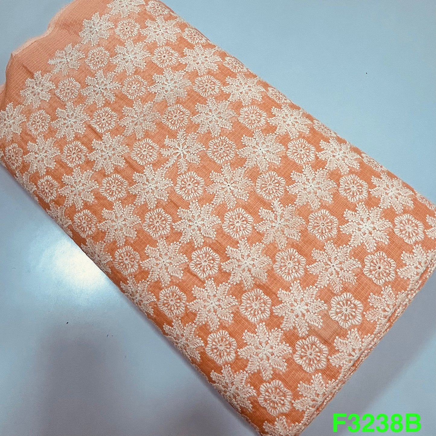 Thread Embroidered Kota Cotton Fabric-F3238