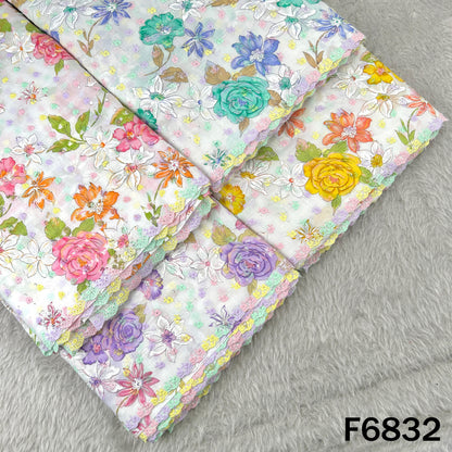 Thread Embroidered Cambric Cotton Fabric - F6832