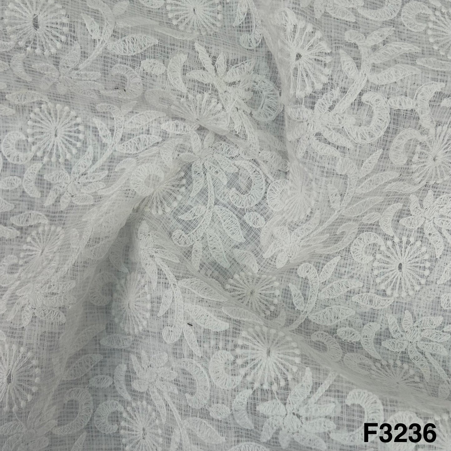 Thread Embroidered Kota Cotton Fabric-F3235