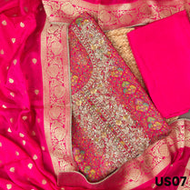 Pink Dola Silk Unstitched Suit Set - US07
