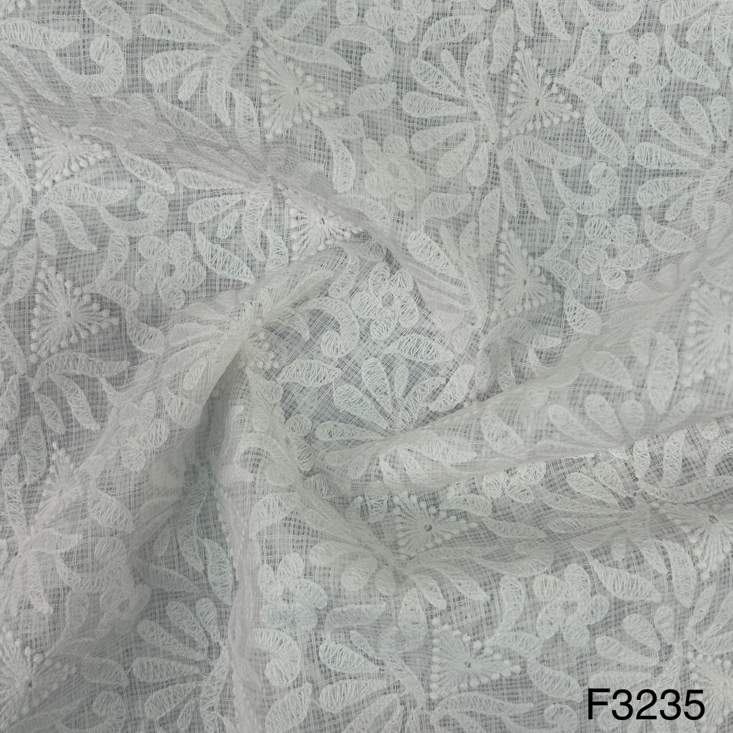 Thread Embroidered Kota Cotton Fabric-F3235