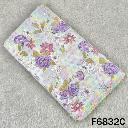 Thread Embroidered Cambric Cotton Fabric - F6832