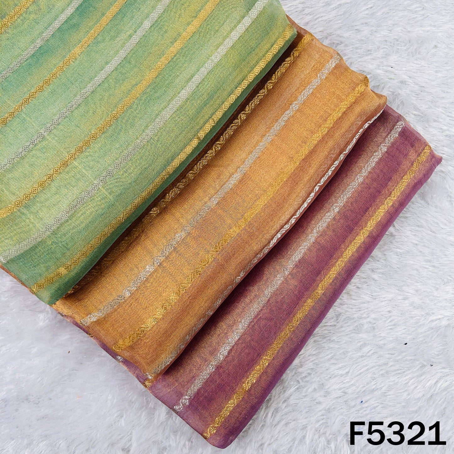 Zari Work Pure Tissue Fabric - F5321