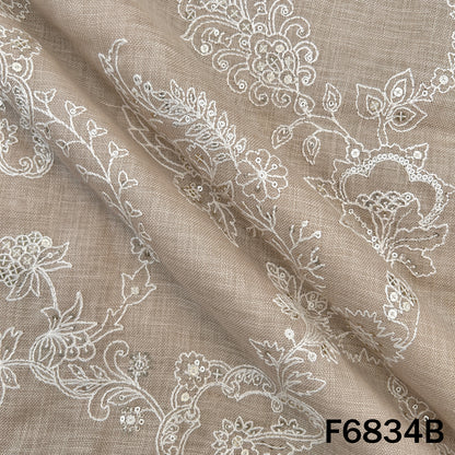 Thread Sequins Embroidered Linen Fabric - F6834