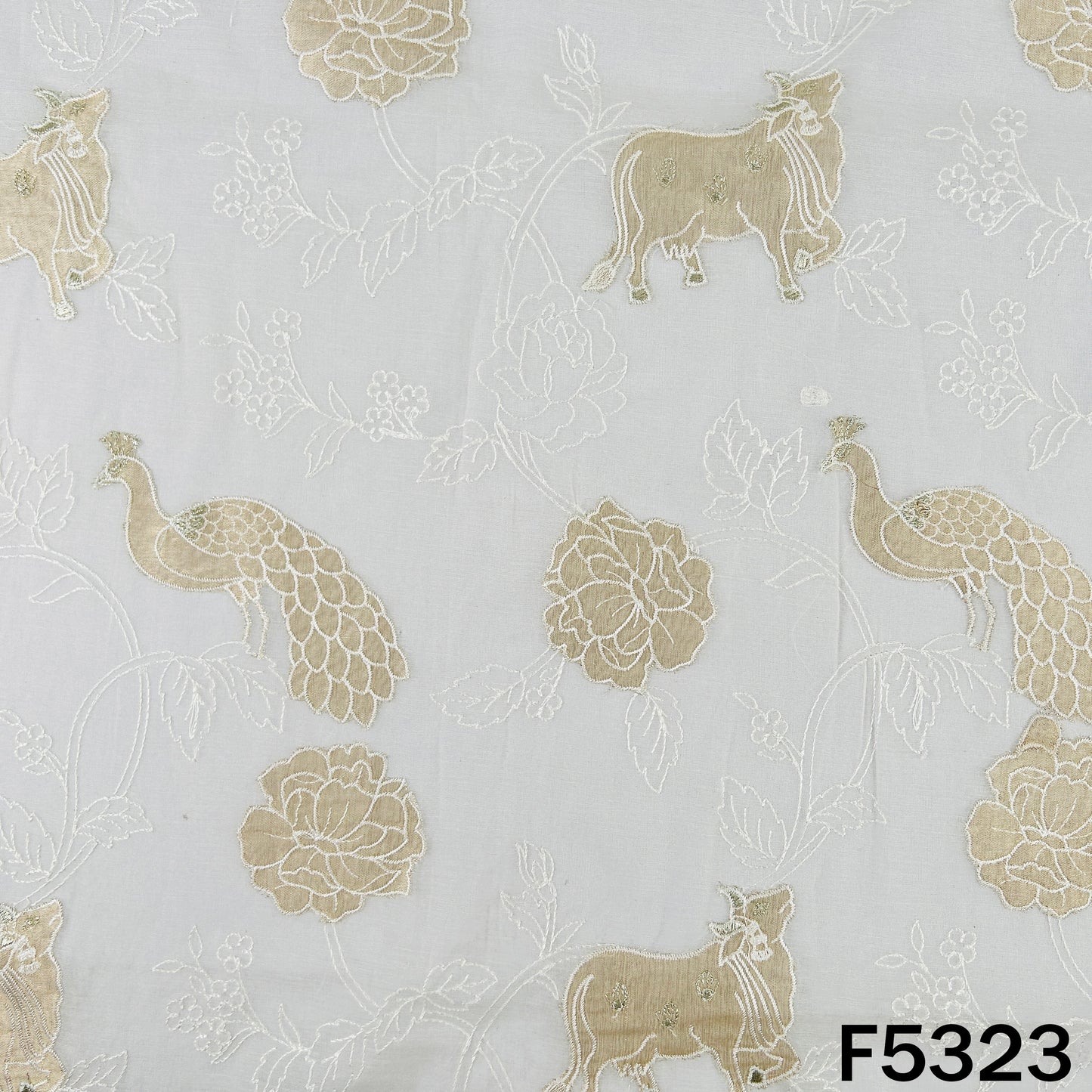 Zari Thread Embroidered Pure Chanderi Silk Fabric - F5323