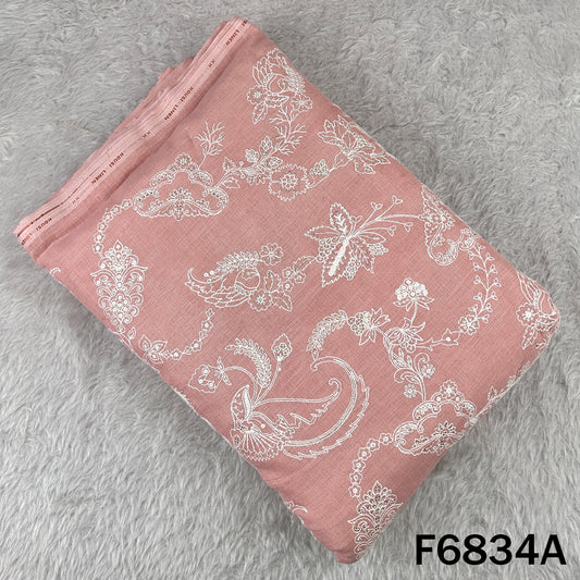 Thread Sequins Embroidered Linen Fabric - F6834