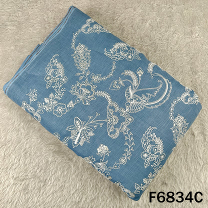Thread Sequins Embroidered Linen Fabric - F6834