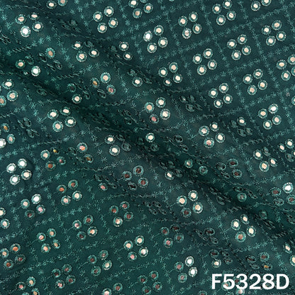 Thread Embroidered Mirror Wok Georgette Fabric - F5328