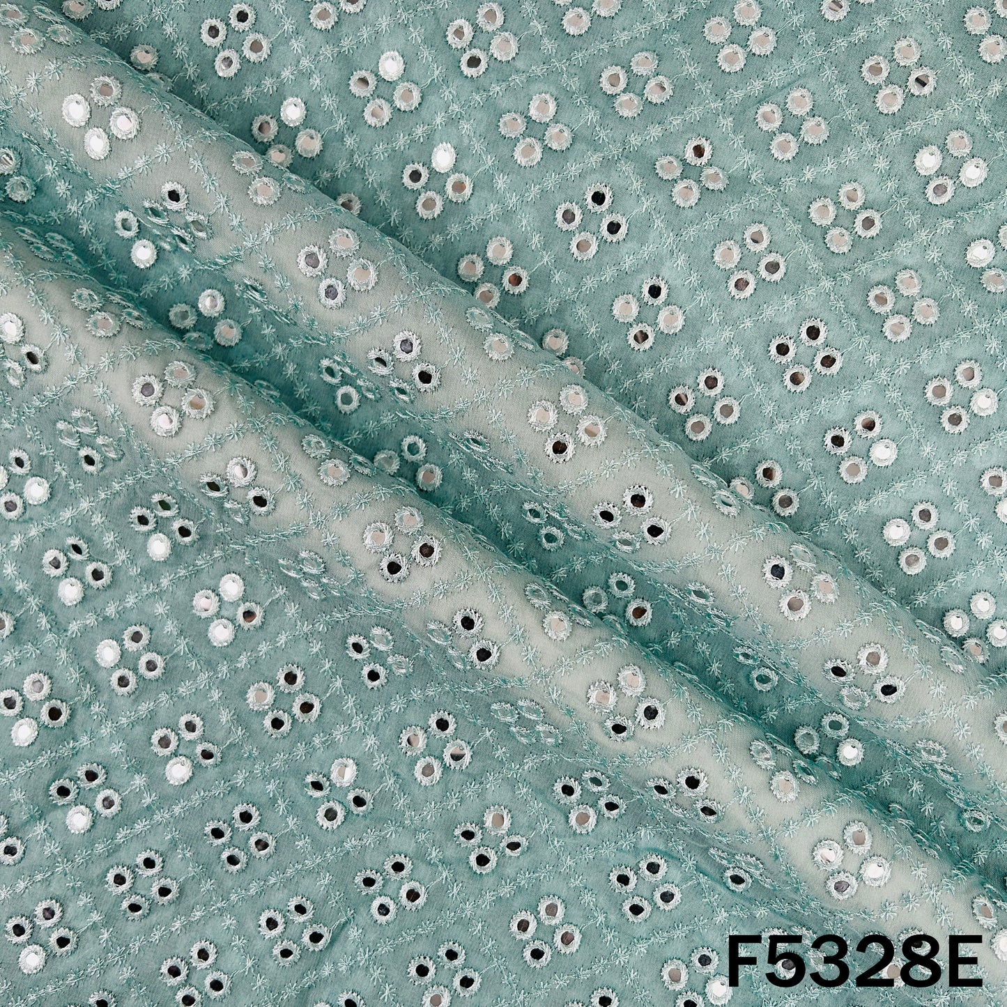 Thread Embroidered Mirror Wok Georgette Fabric - F5328