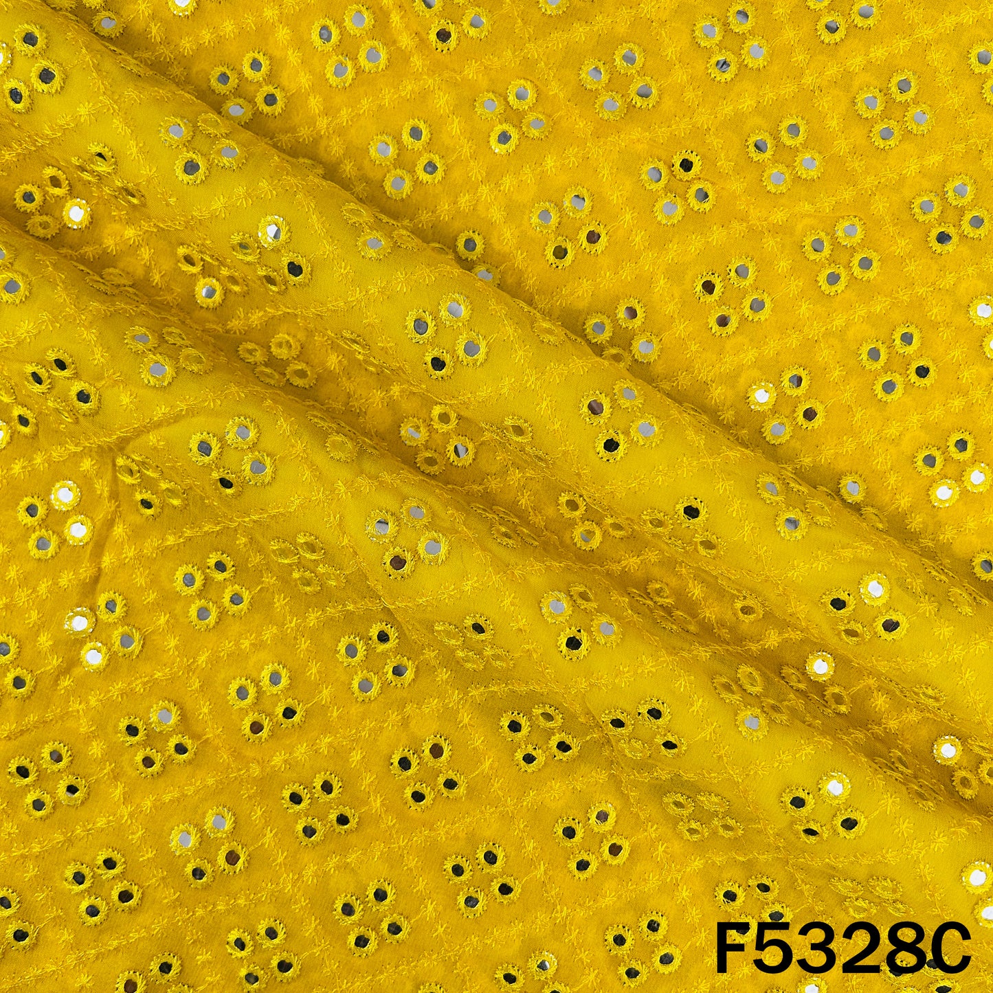 Thread Embroidered Mirror Wok Georgette Fabric - F5328